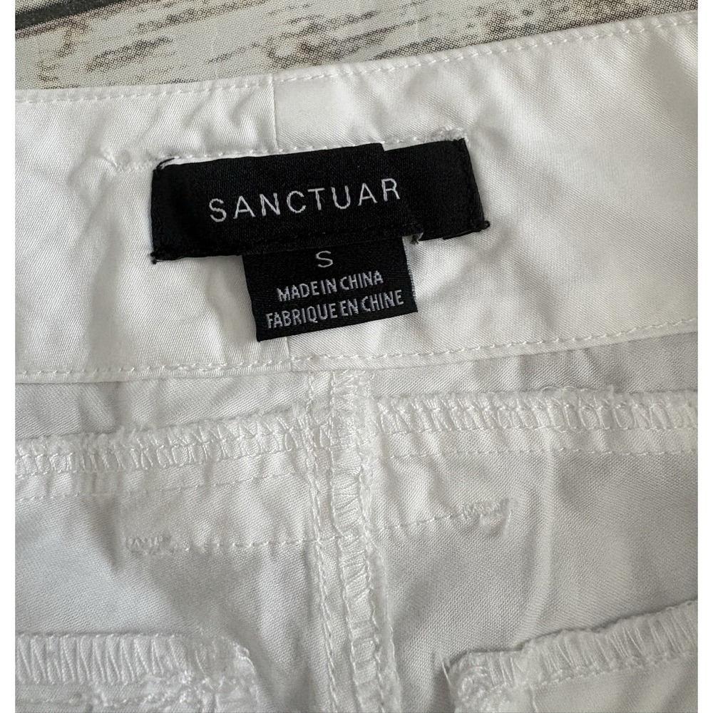 Cotton Twill Utility Crop Pants Sanctuary Ruched Small White - Picture 3 of 7